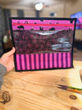 Pink Stripe with Cats Clear Vinyl Pouch - No 1